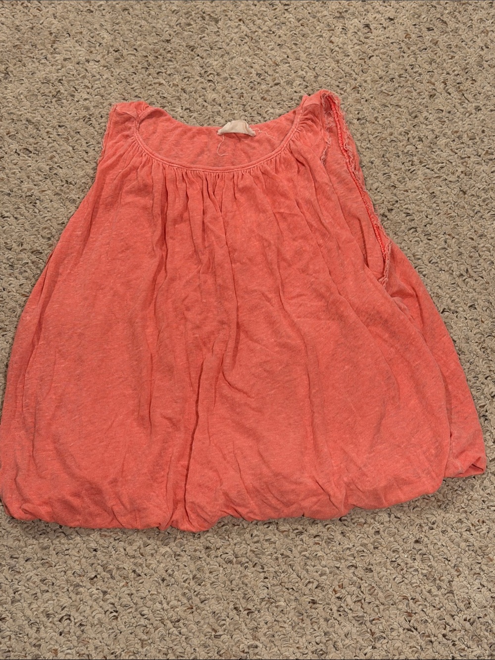 Coral Sleeveless Gathered Hem Tank